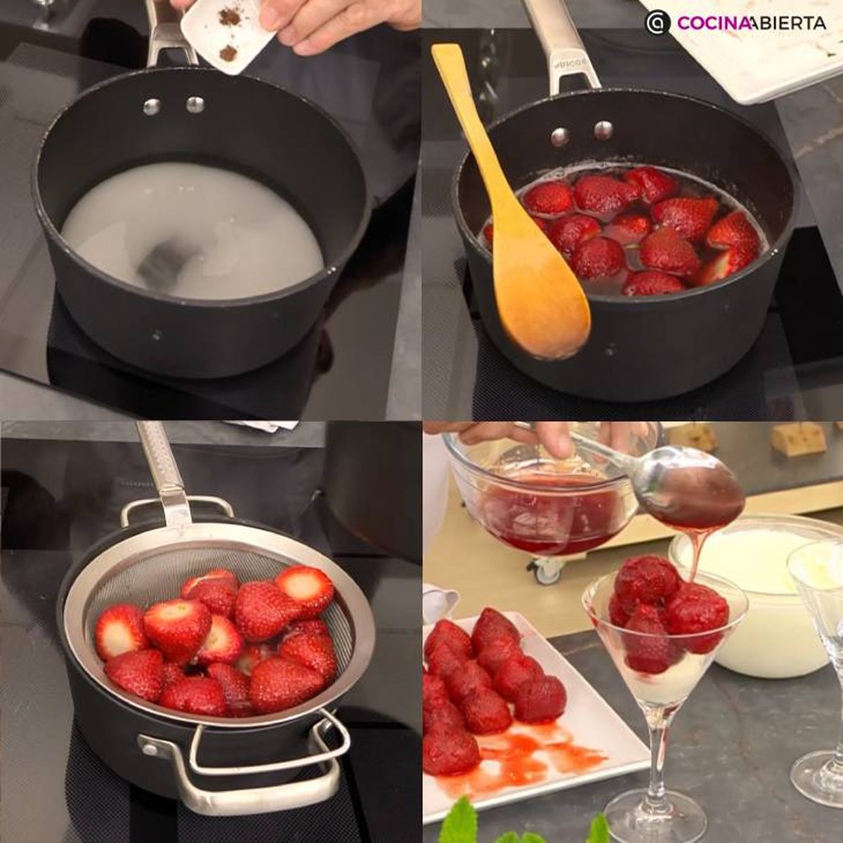 Paso a paso para hacer fresas en almíbar con helado