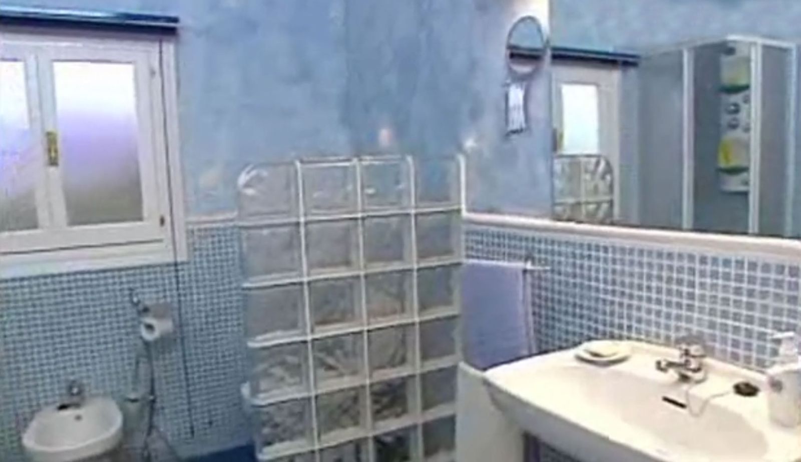 Muro de pavés para el baño