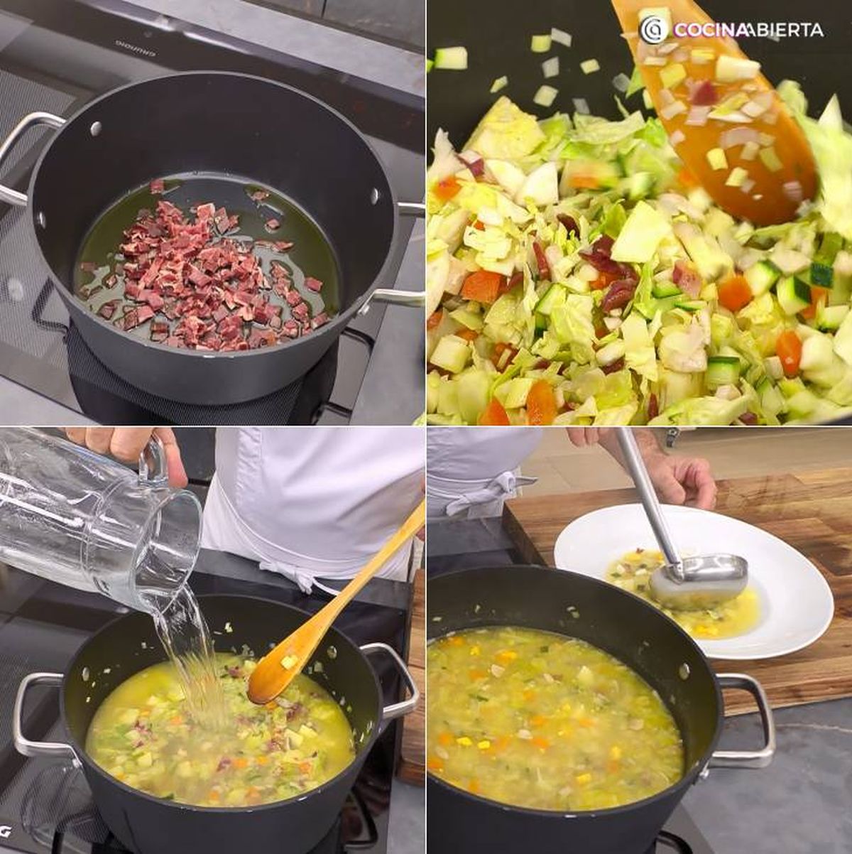 sopa verduras jamon huevo pasos