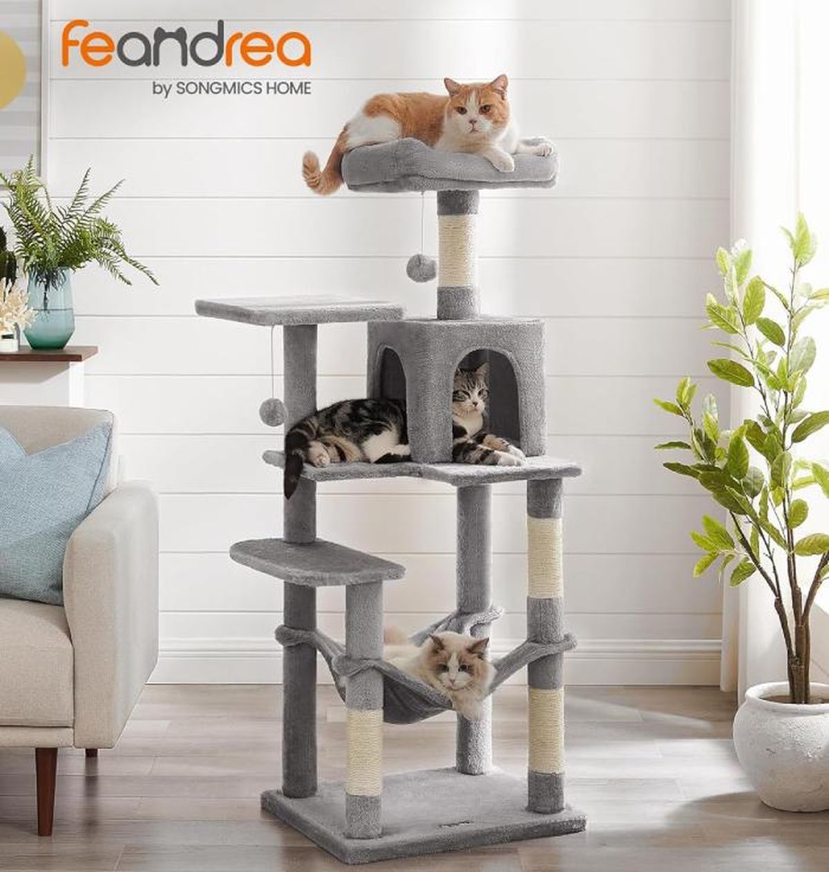 Este árbol rascador (marca Feandrea) destaca por ser muy completo.