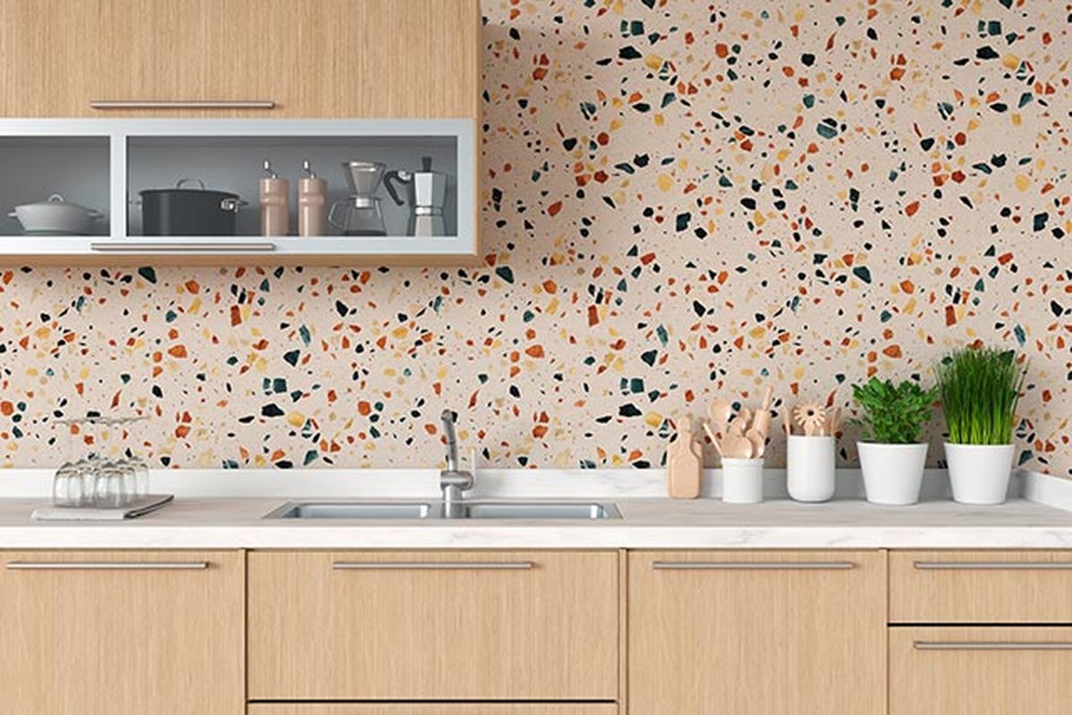 terrazzo moderno decorar pared cocina