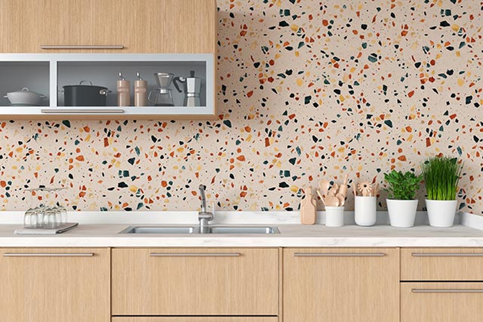 terrazzo moderno decorar pared cocina