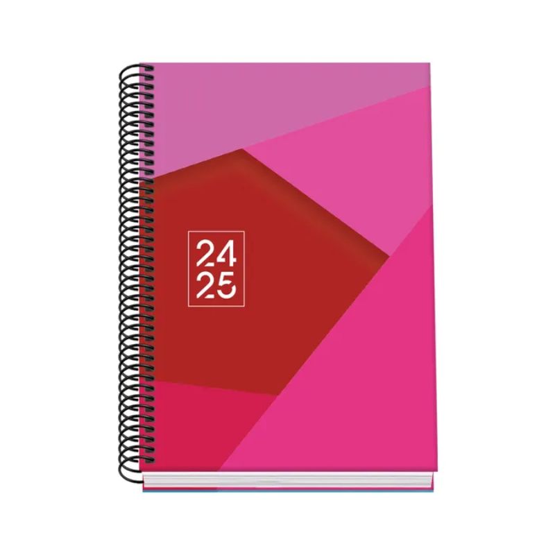 Agenda escolar 2024-2025 Tangram de color rosa.