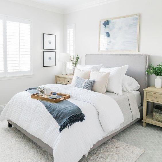 dormitorio blanco azul sencillo elegante 1