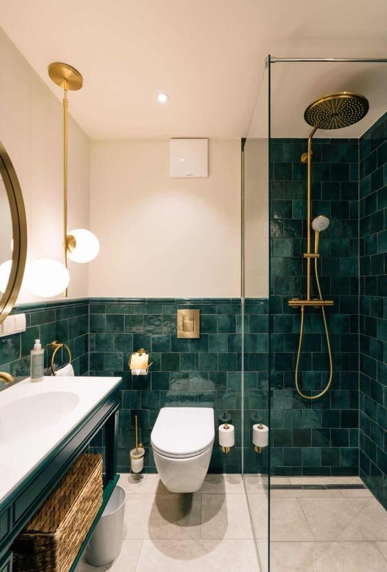 baño pequeño verde 1