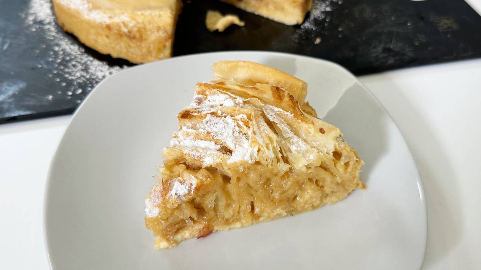 tarta flor con flan de turron y arandanos receta