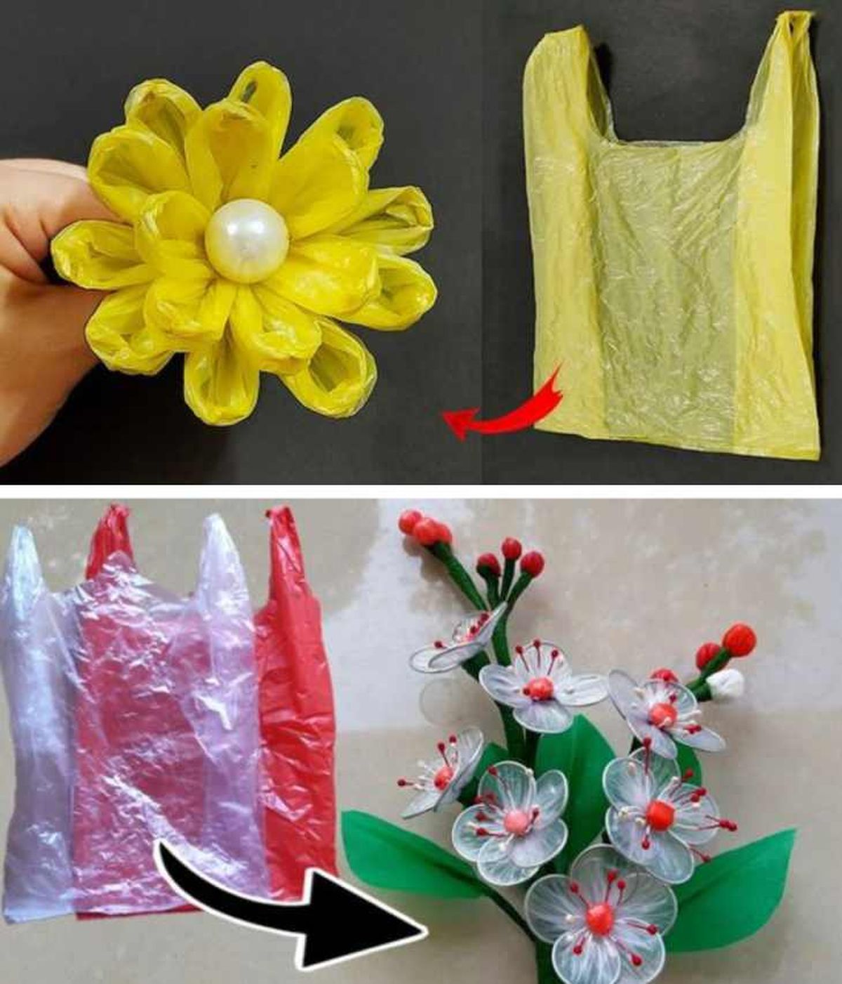 reutilizar bolsas plastico manualidades flores