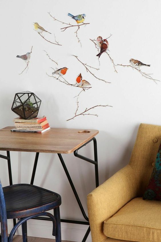 pared personalizada vinilo pajaros