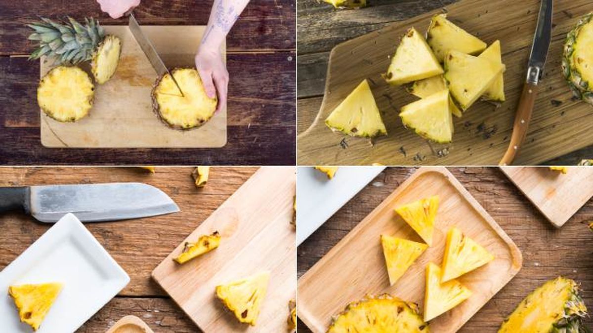 como cortar una pina en triangulos