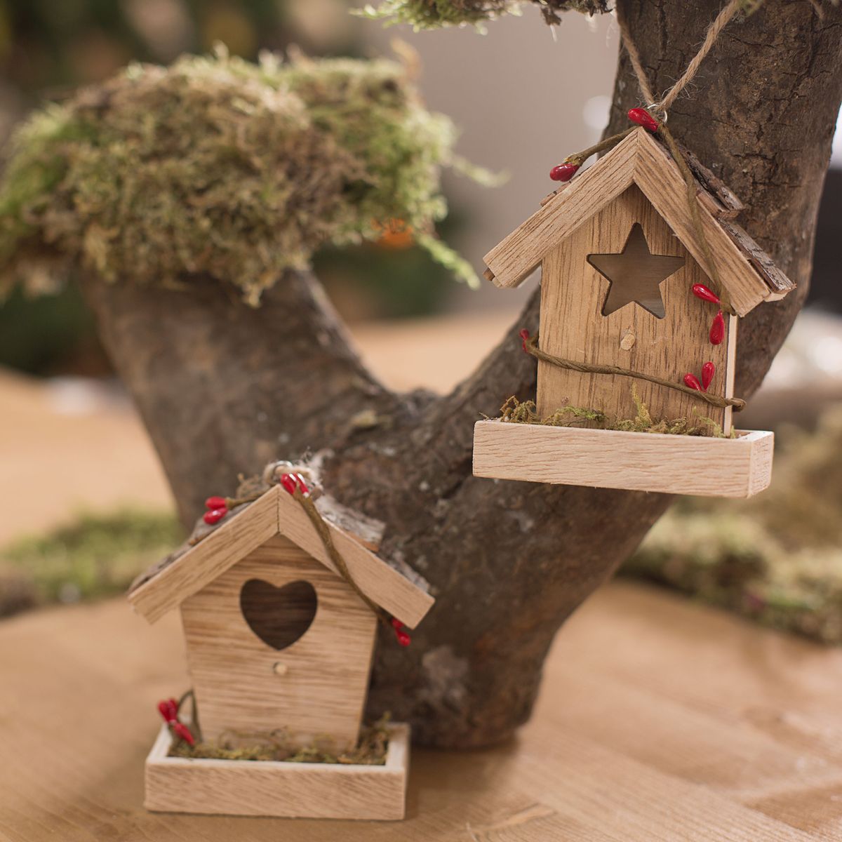 Decoración navideña de estilo natural adornos casitas