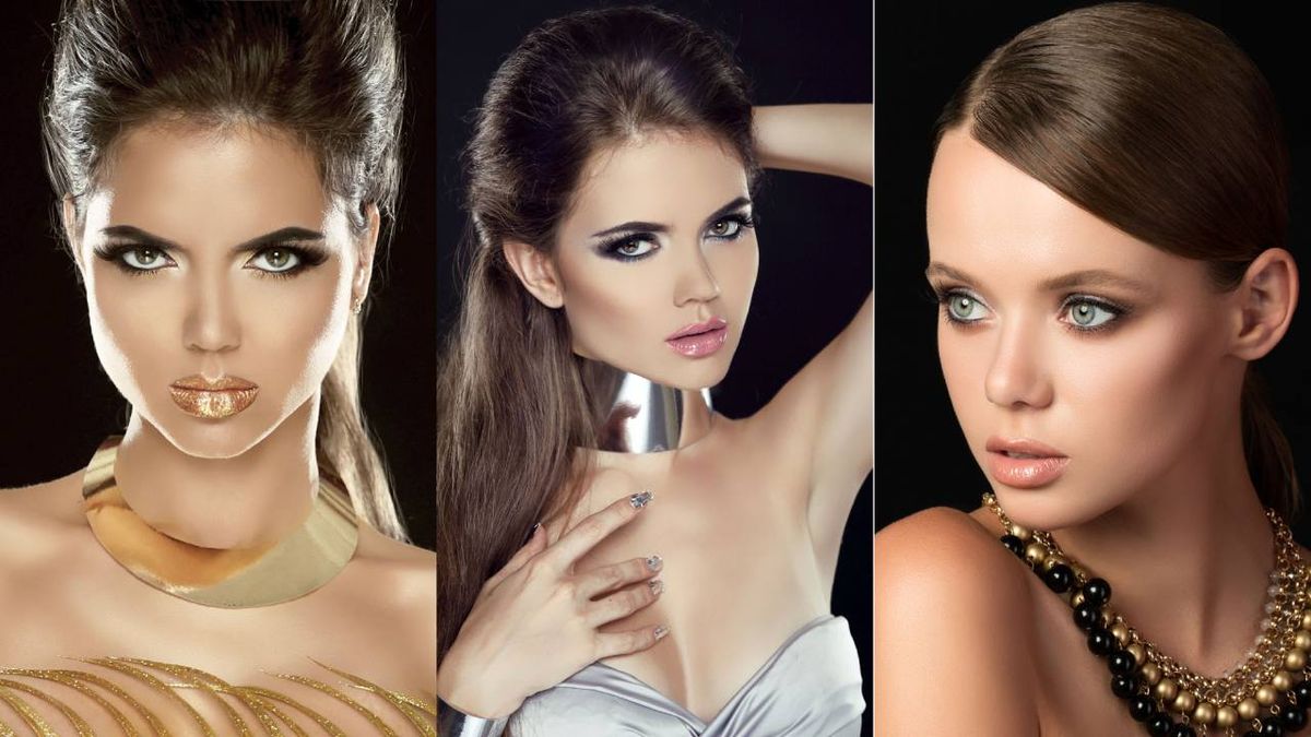 Maquillaje dorado, plateado y bronce