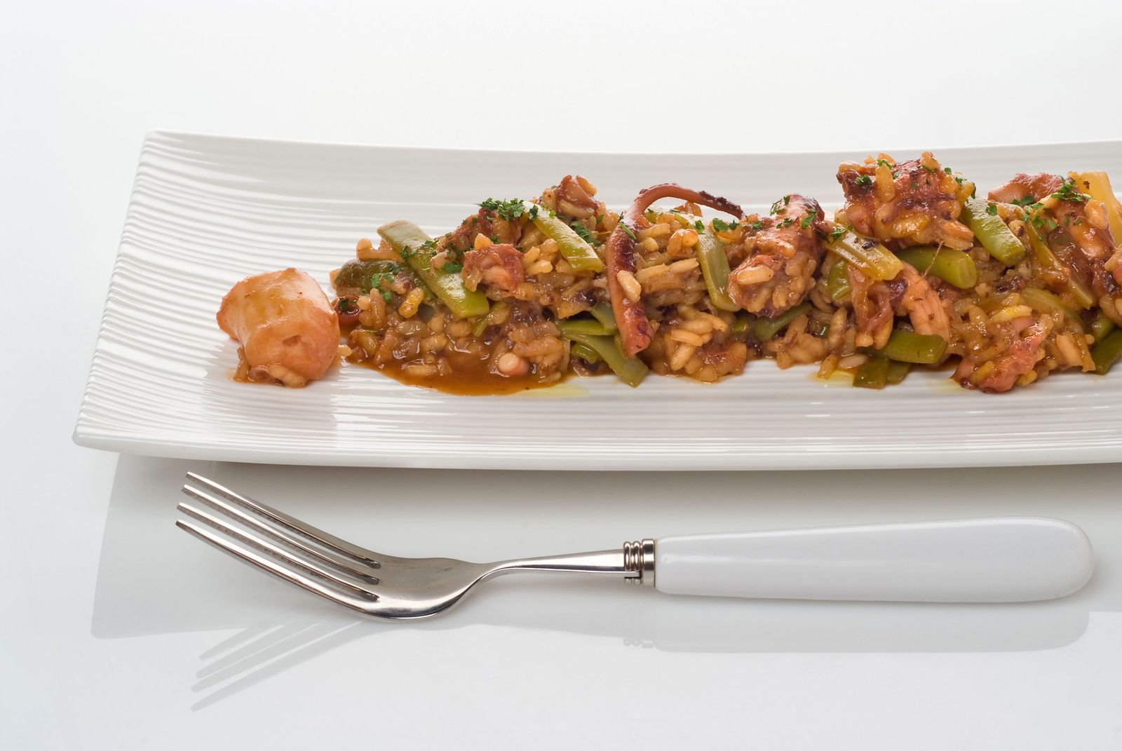 Arroz meloso de pulpo y verduras