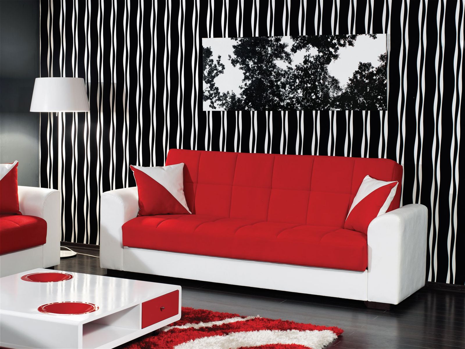Combinar sofá de color rojo 6