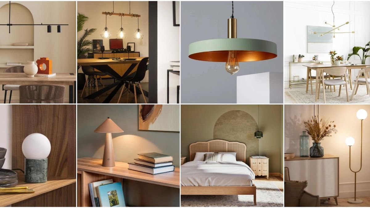 Collage de lámparas de diseño.