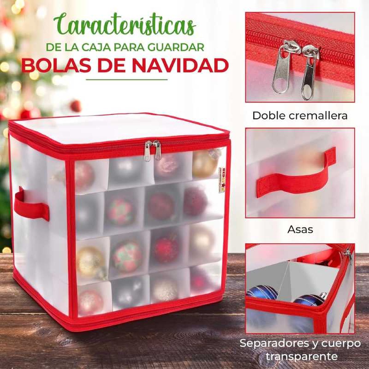 Caja de almacenaje para guardar las bolas de Navidad.