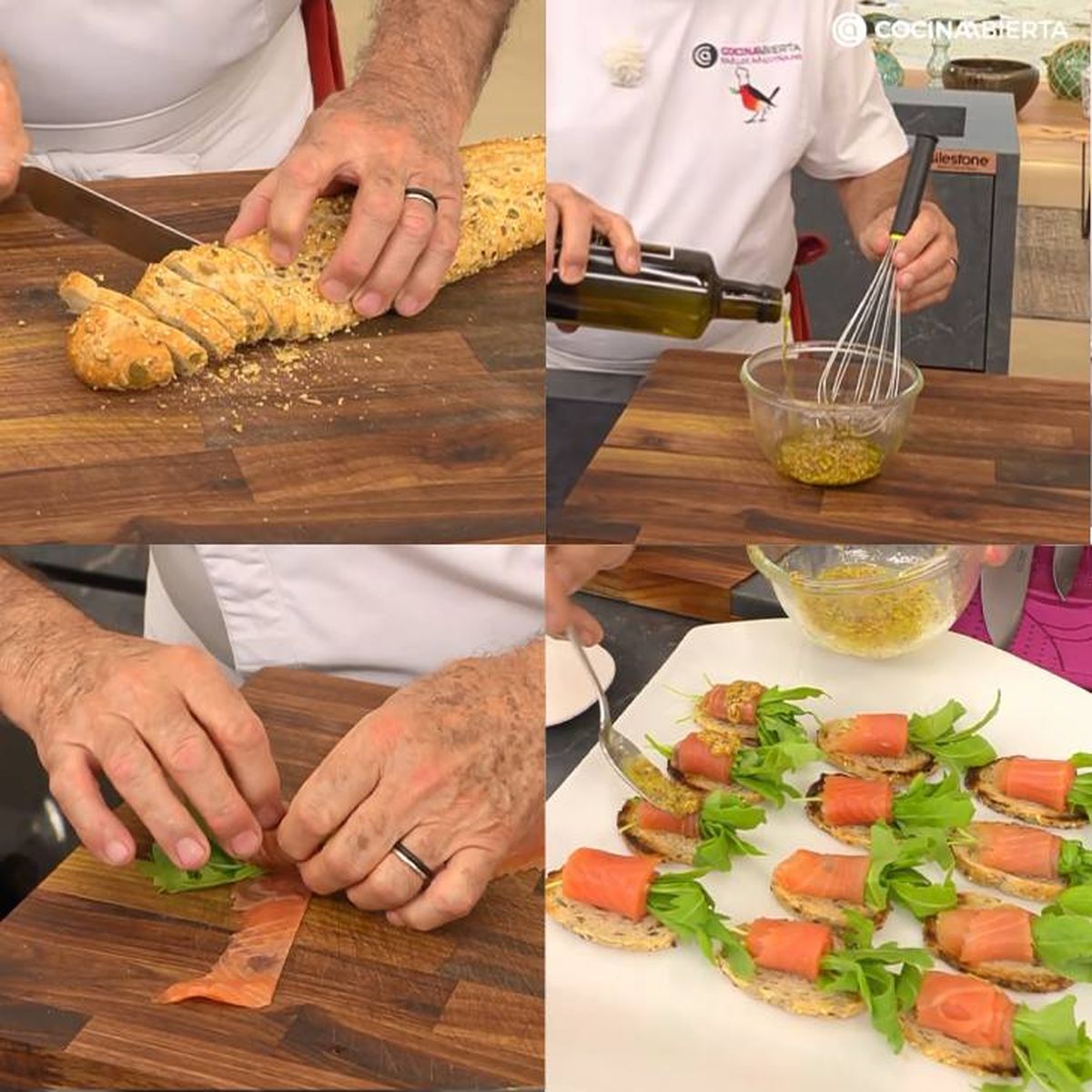 Paso a paso para hacer rollitos de salmón y rúcula