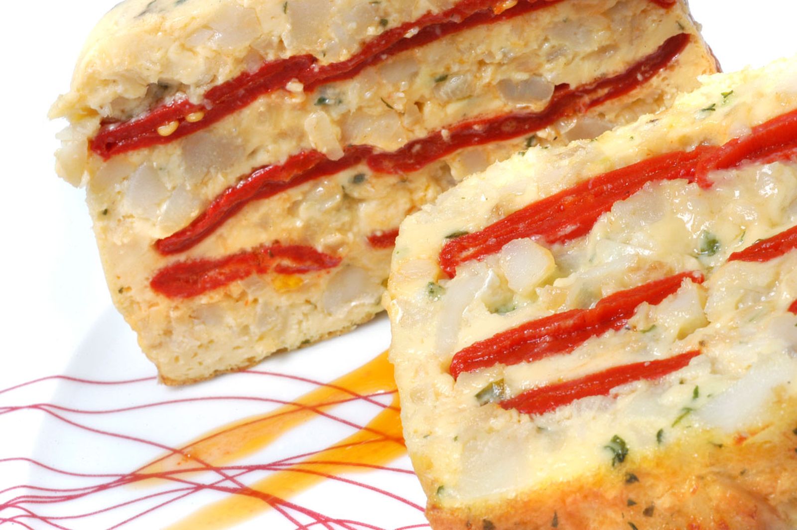 Pastel frío de bacalao y pimientos