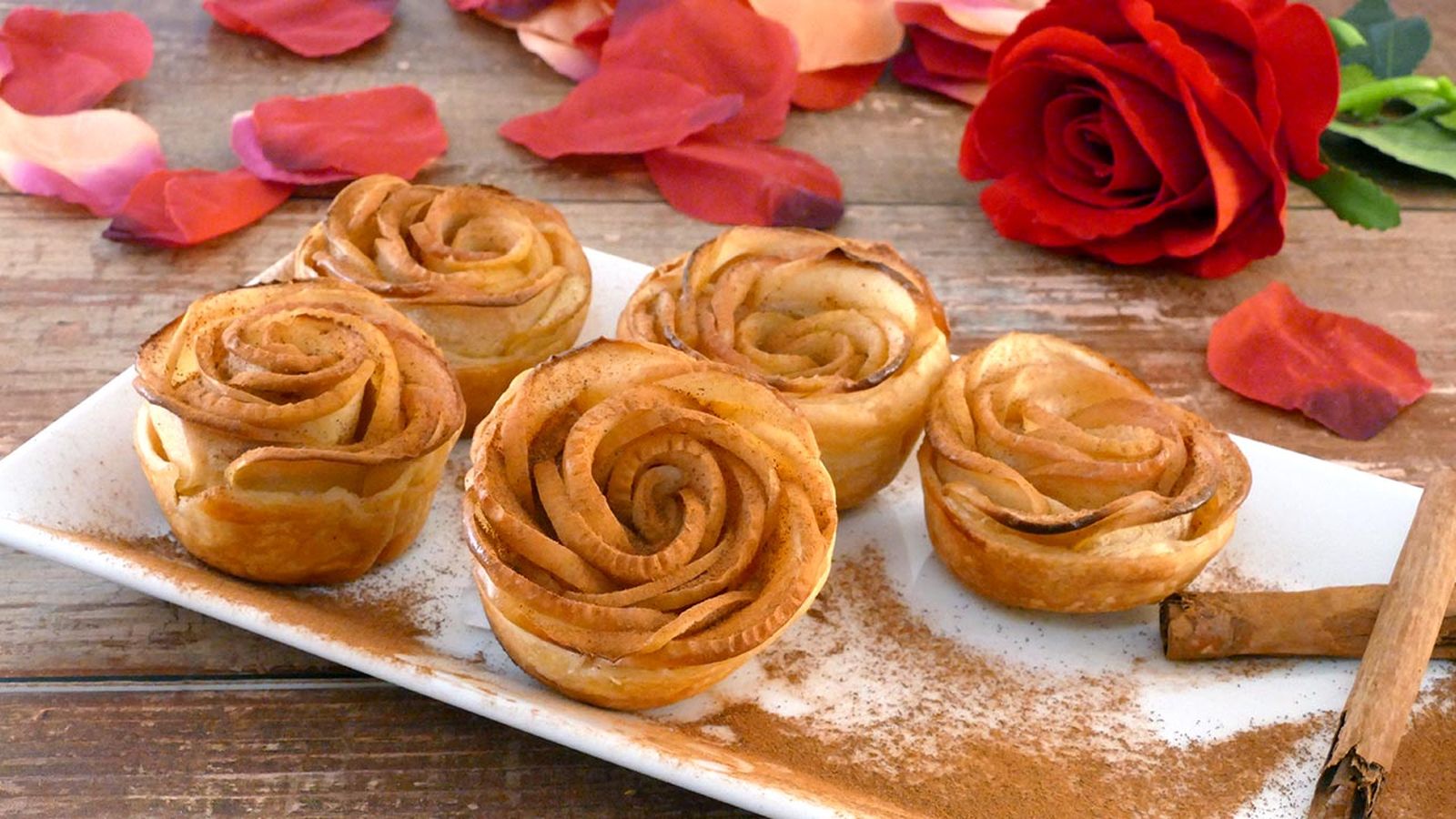 Receta de rosas de manzana para San Valentín