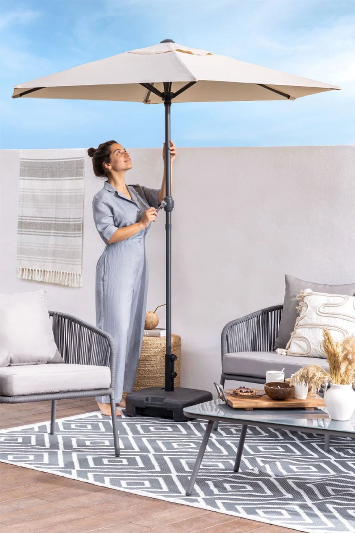 Sombrilla en Tela y Acero Masey sklum