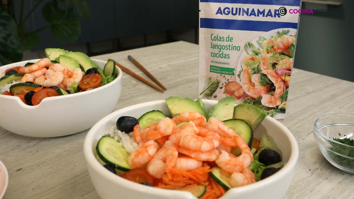 poke bowl langostinos pres