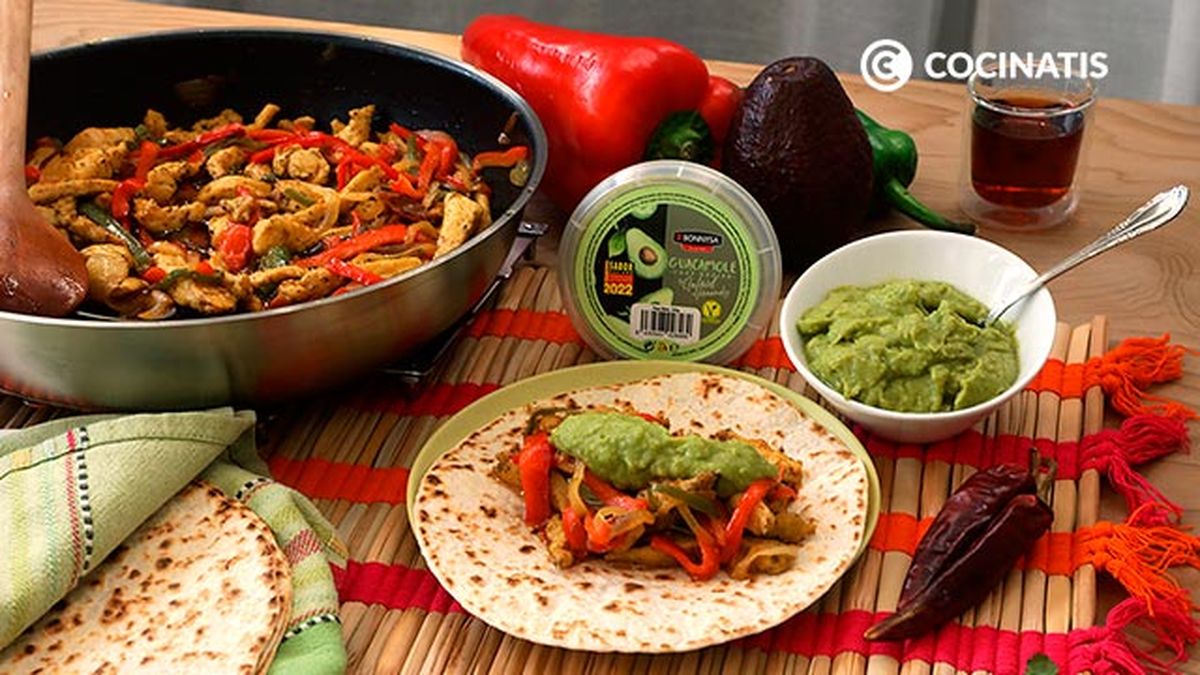 Receta de fajitas de pollo y guacamole  paso 7