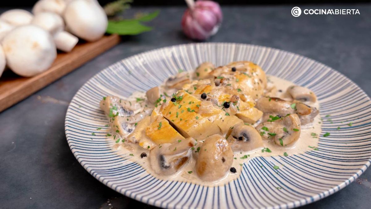 pollo con champinones y nata receta