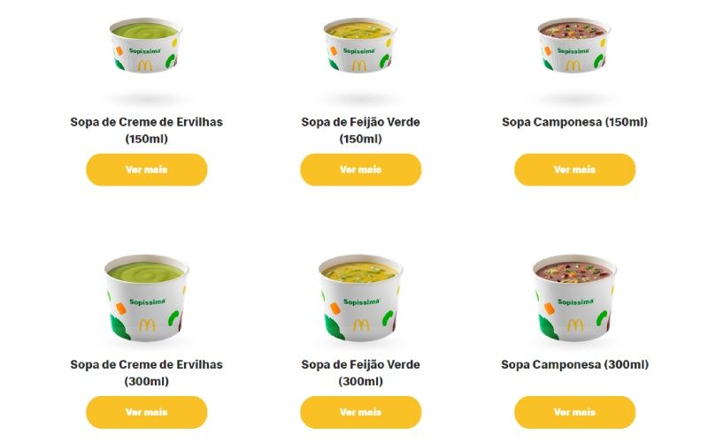 McDonald's ofrece en Portugal una selección de sopas y cremas