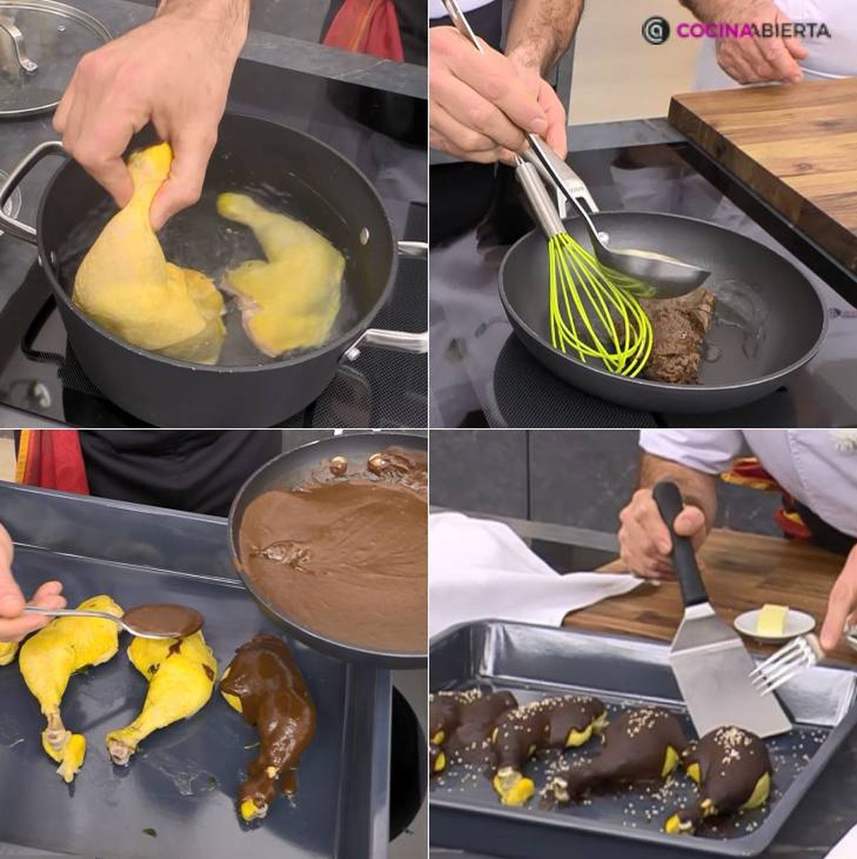 pollo con mole rojo pasos