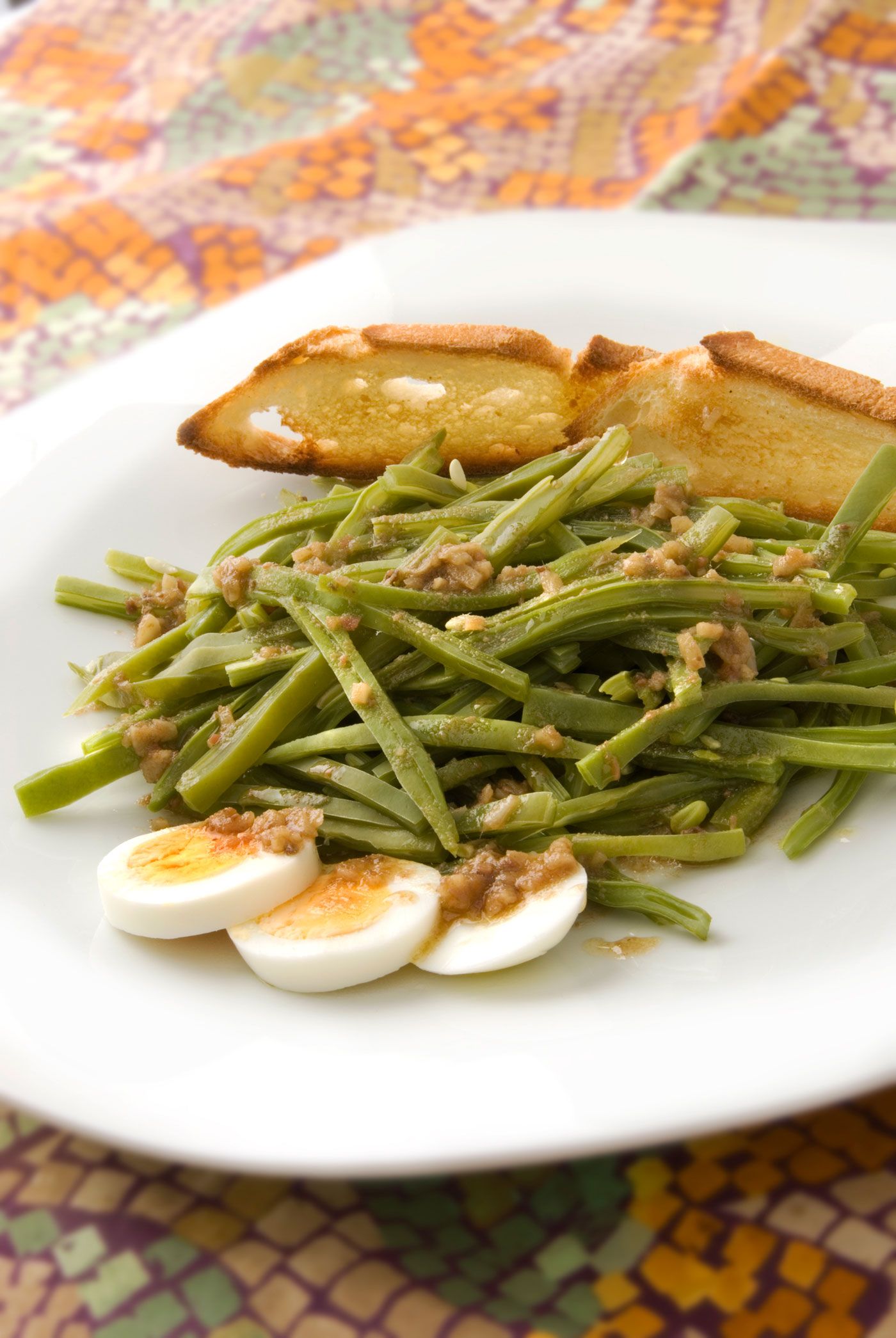 Judías verdes con bagna cauda