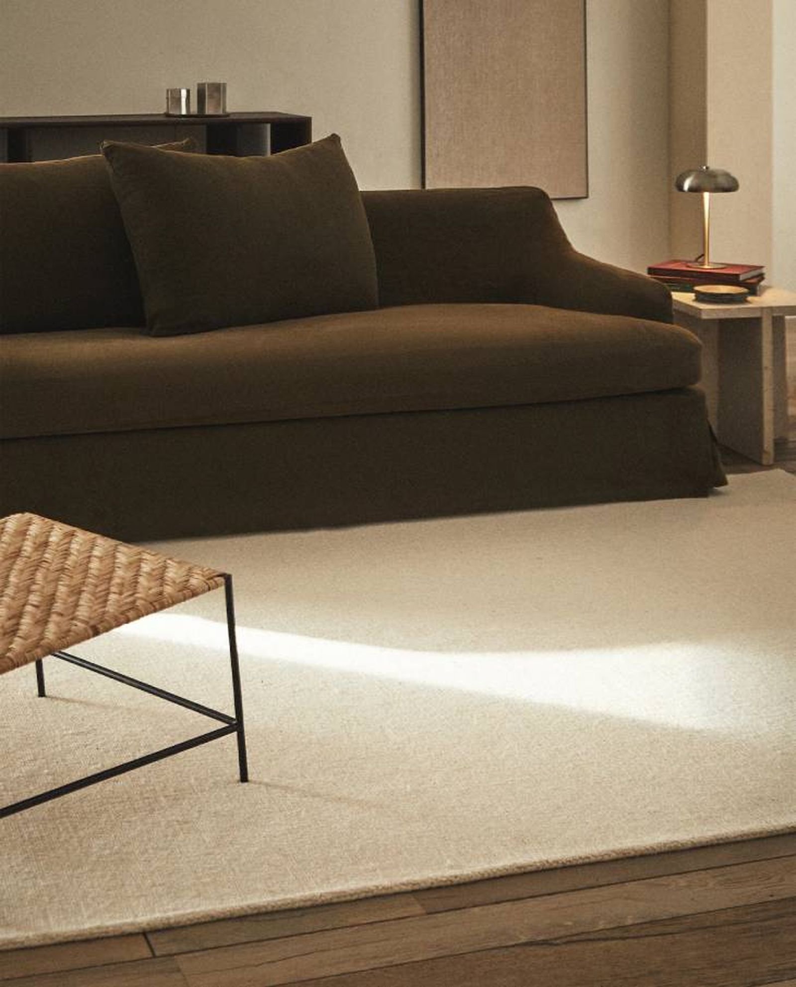 alfombra lana color crudo zara home