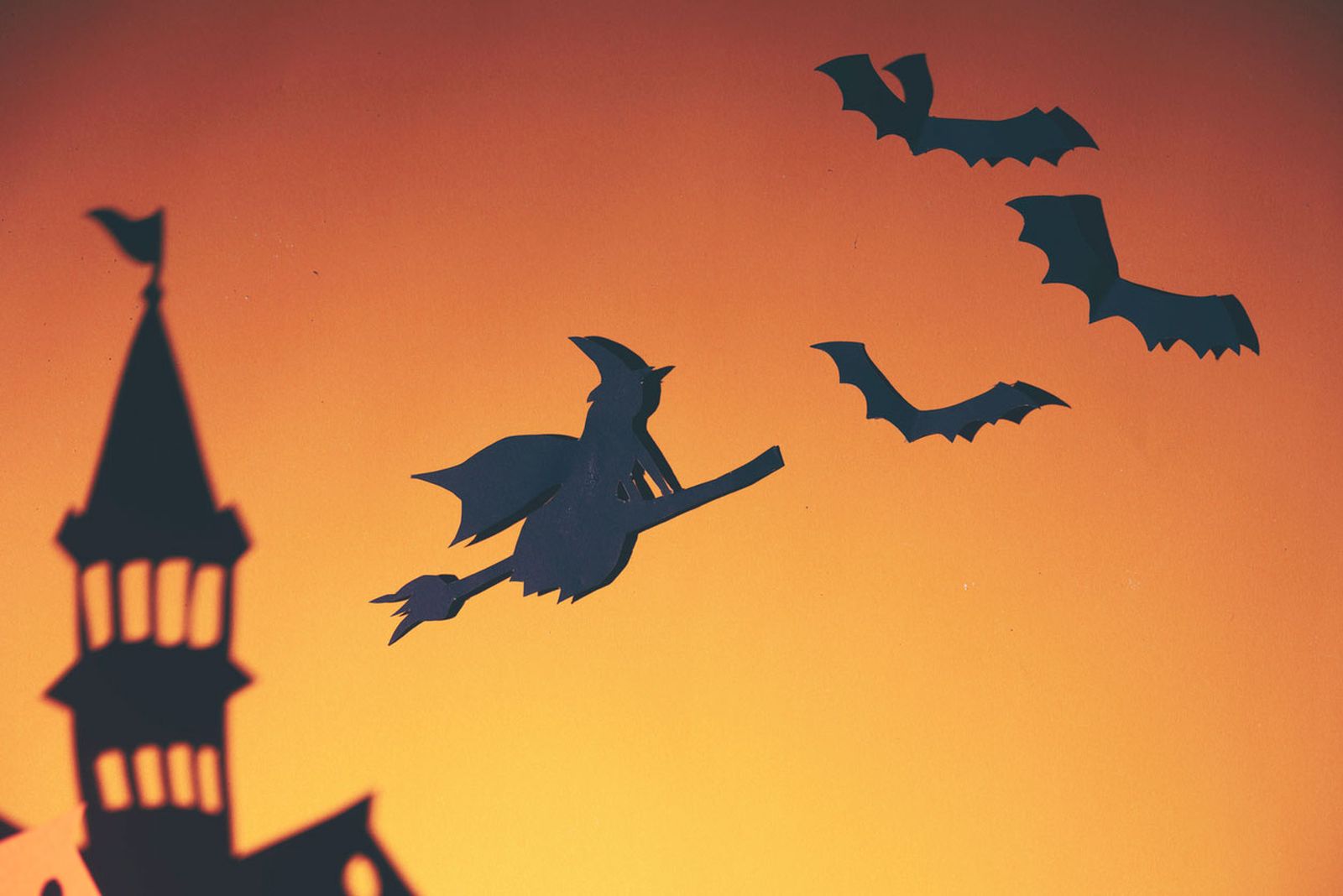 sombras chinescas halloween bruja castillo murcielagos