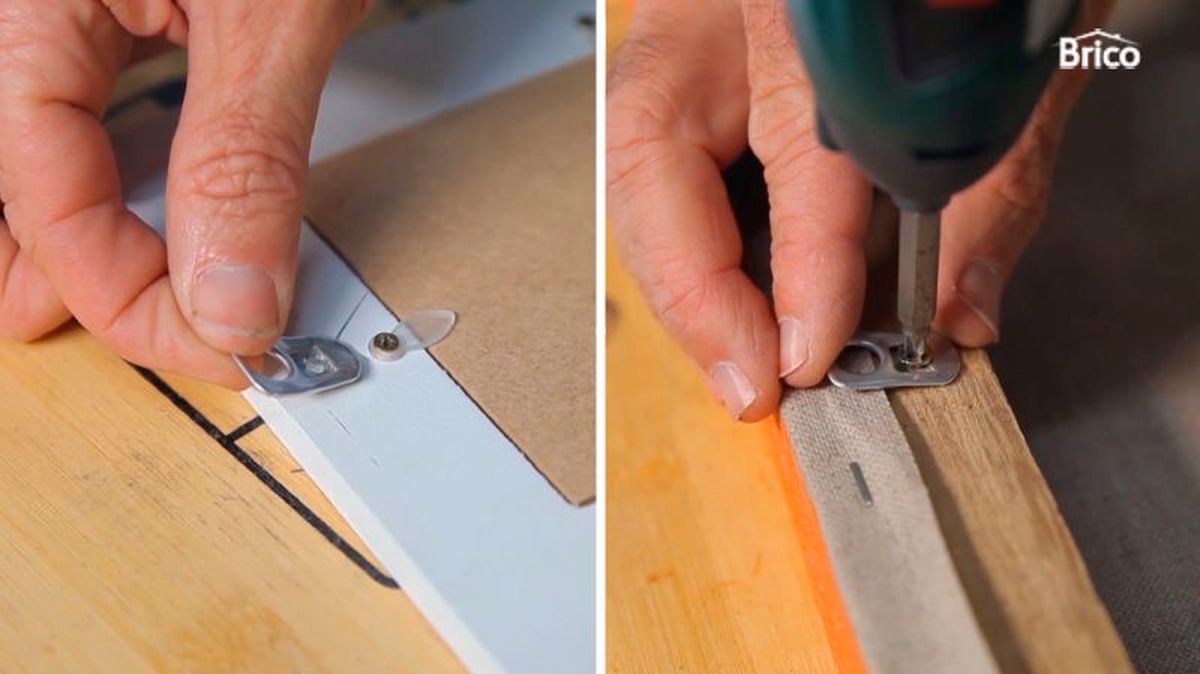 Soporte para colgar un cuadro con una anilla de lata