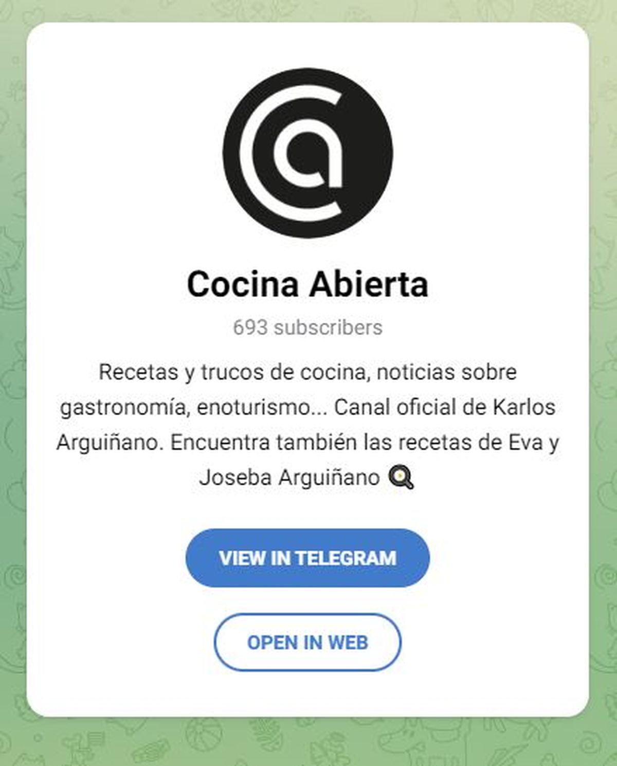 invitacion telegram cocina abierta