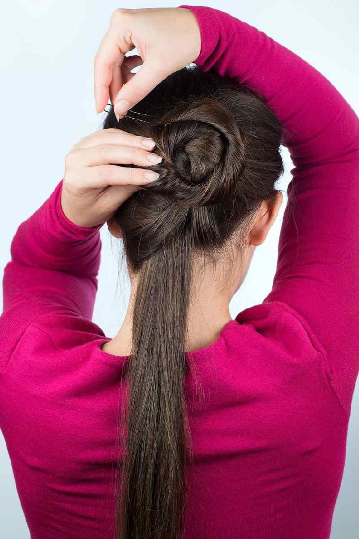 Tercer paso para hacer el moño ensaimada