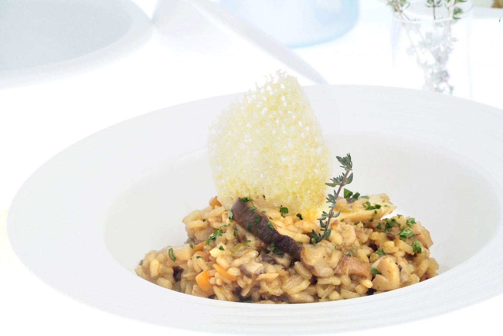 Arroz con setas y crujiente de idiazabal