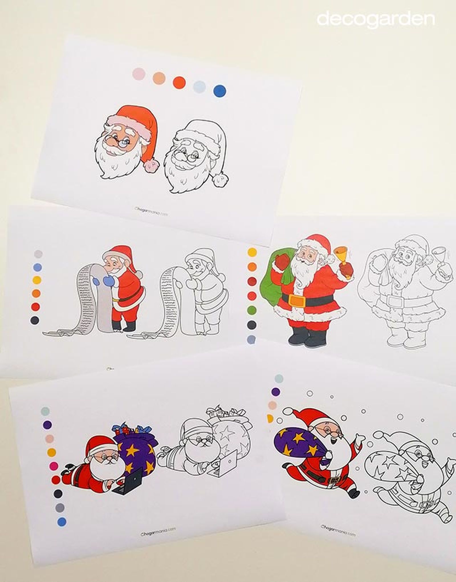 dibujos papa noel colorear hojas