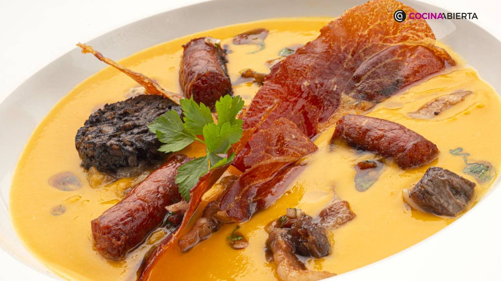 crema calabaza crujiente jamon