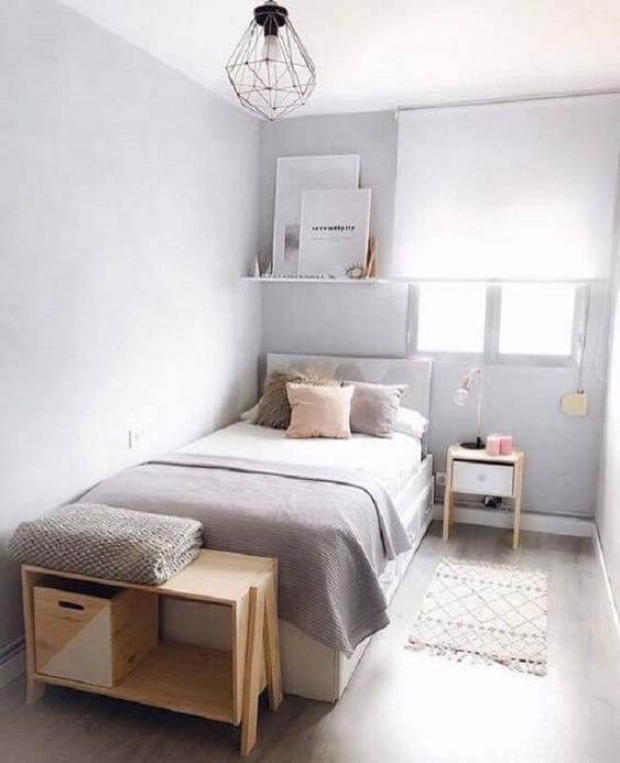 dormitorio pequeno encanto color topo