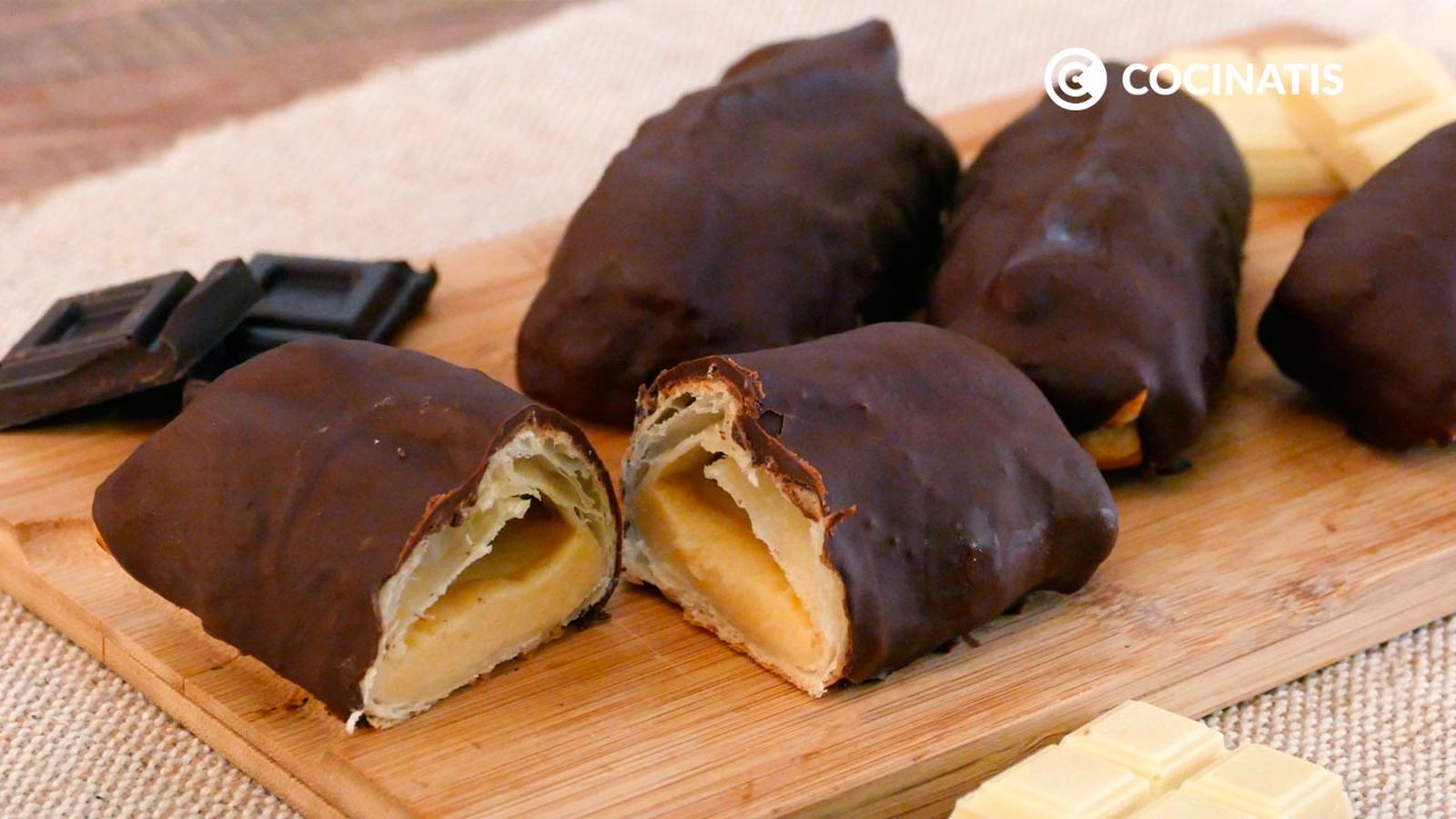 Receta de caÃ±as de chocolate y crema