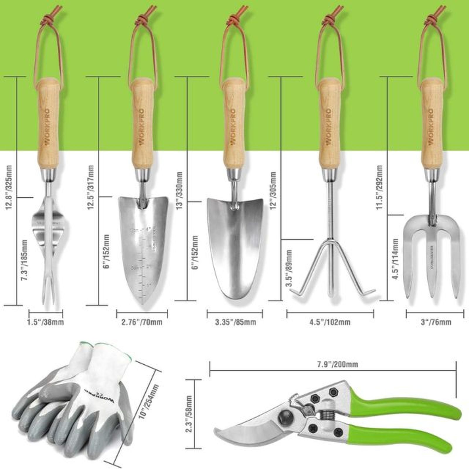 WORKPRO juego de herramientas para jardin 8PC