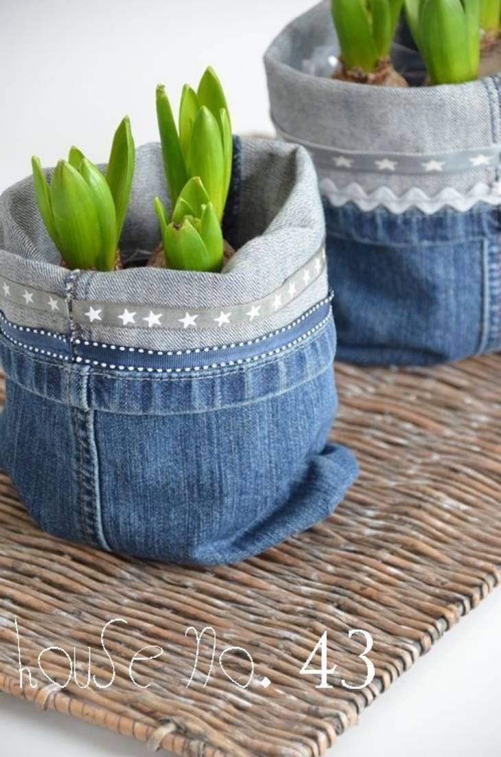 reutilizar ropa vieja tiestos pantalon vaquero pinterest mujer de 10