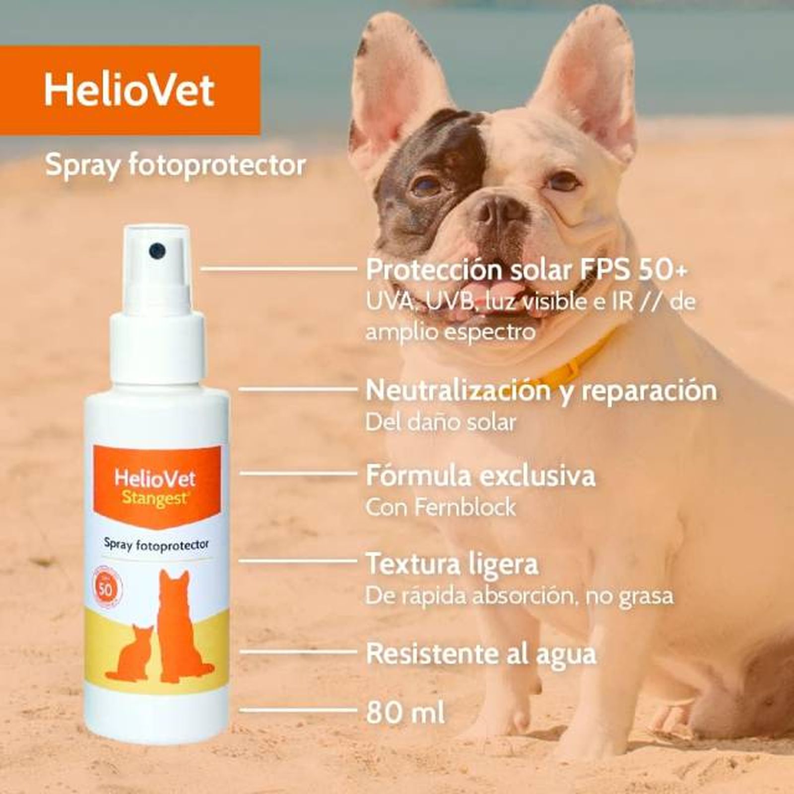 crema solar en spray Heliovet para perros y gatos