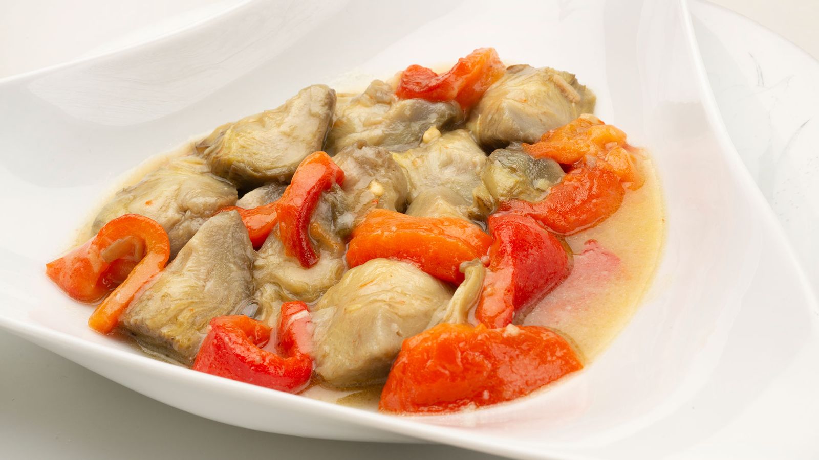 alcachofas con pimientos en salsa xl