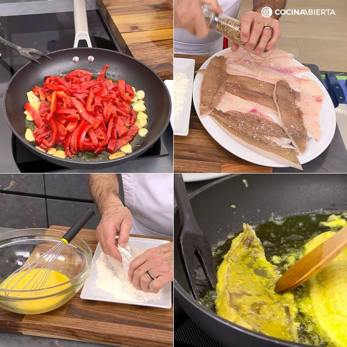 filetes gallo con pimientos pasos