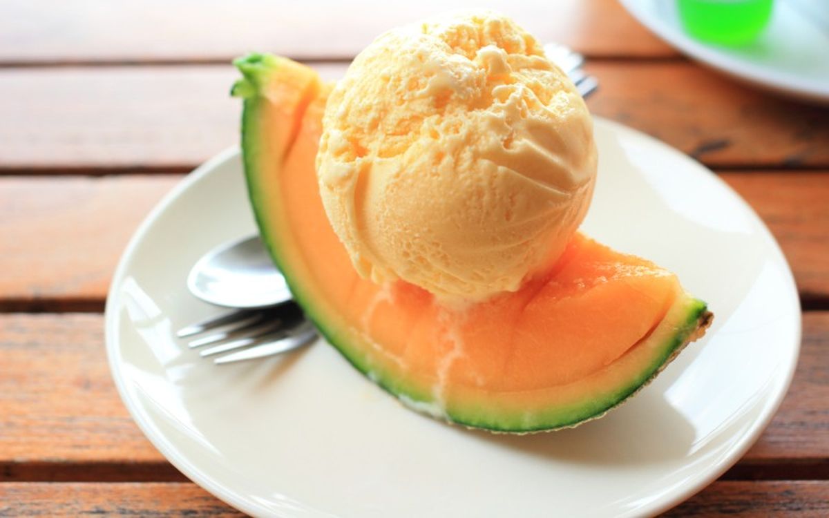 Sabroso helado de melón cantalupo