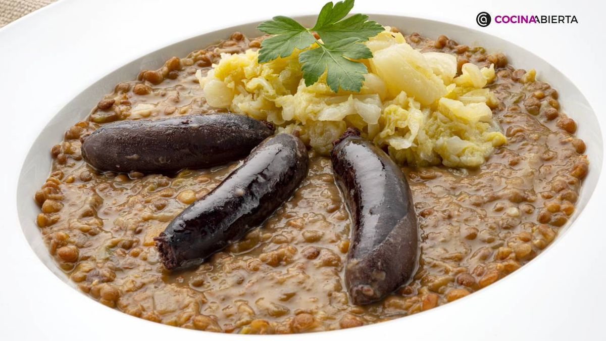 lentejas berza morcilla
