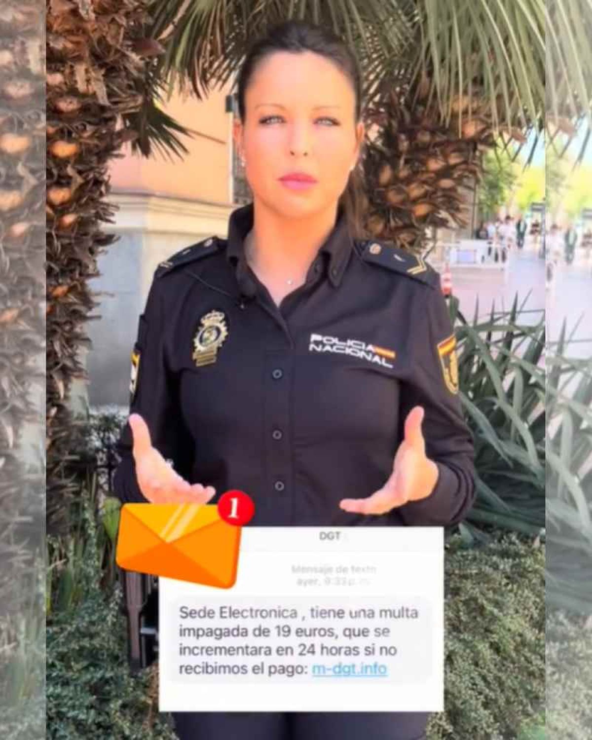 Una agente de la Policía Nacional advierte sobre la estafa de los 19 euros relacionada con la DGT