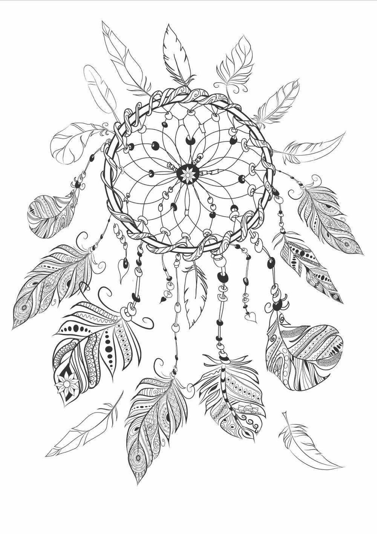 Atrapasueños para colorear modelo 1.