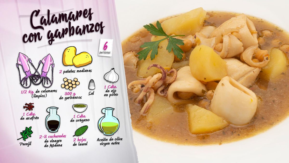 KARL66580320 calamares con garbanzos receta karlos arguinano ingredientes