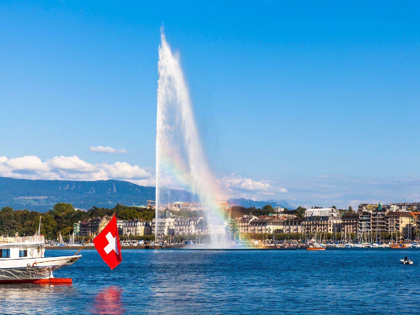Jet d'Eau o chorro de agua de Ginebra, Suiza